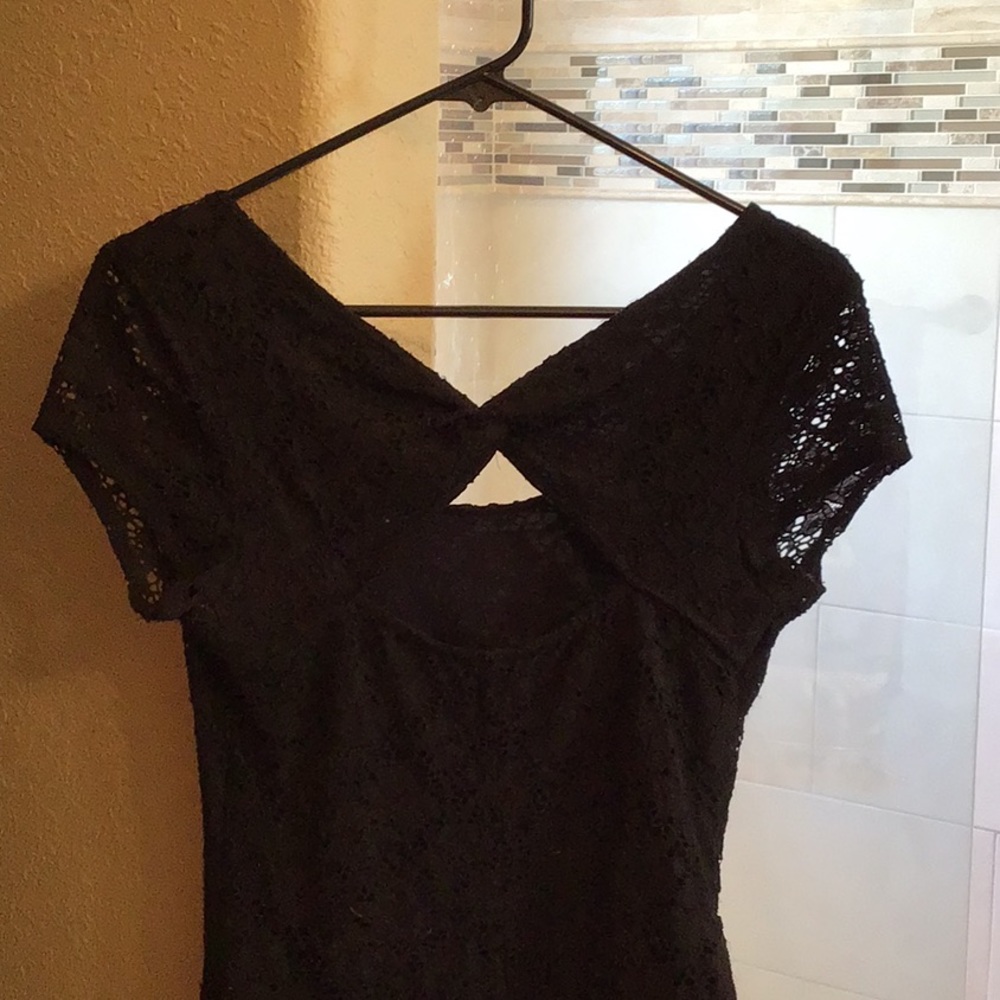 Black lace top with cutout back